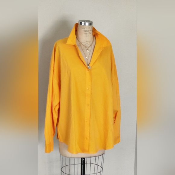 NWOT Express Bold Orange Button Down Shirt